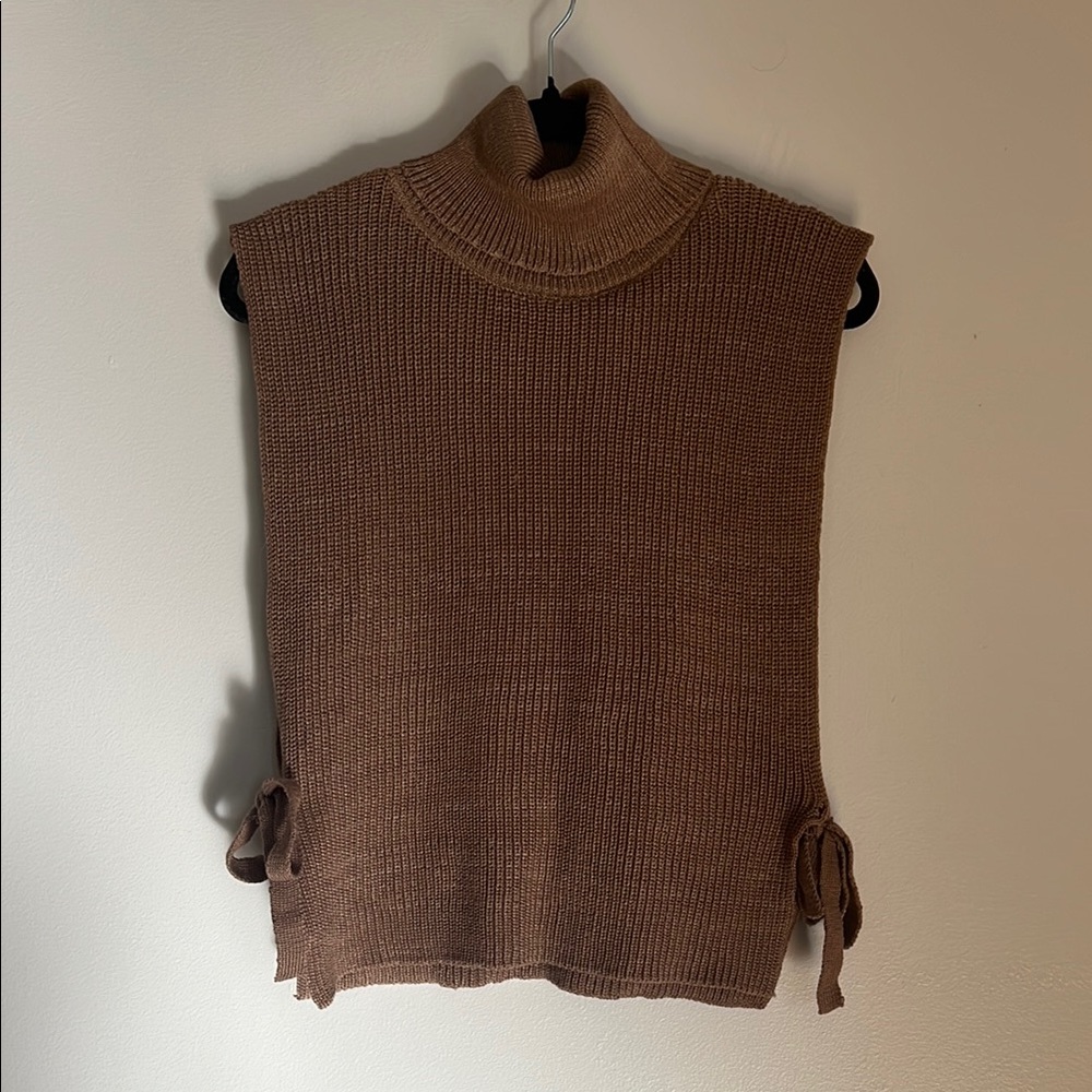 Cozy Brown Knit Sleeveless Sweater